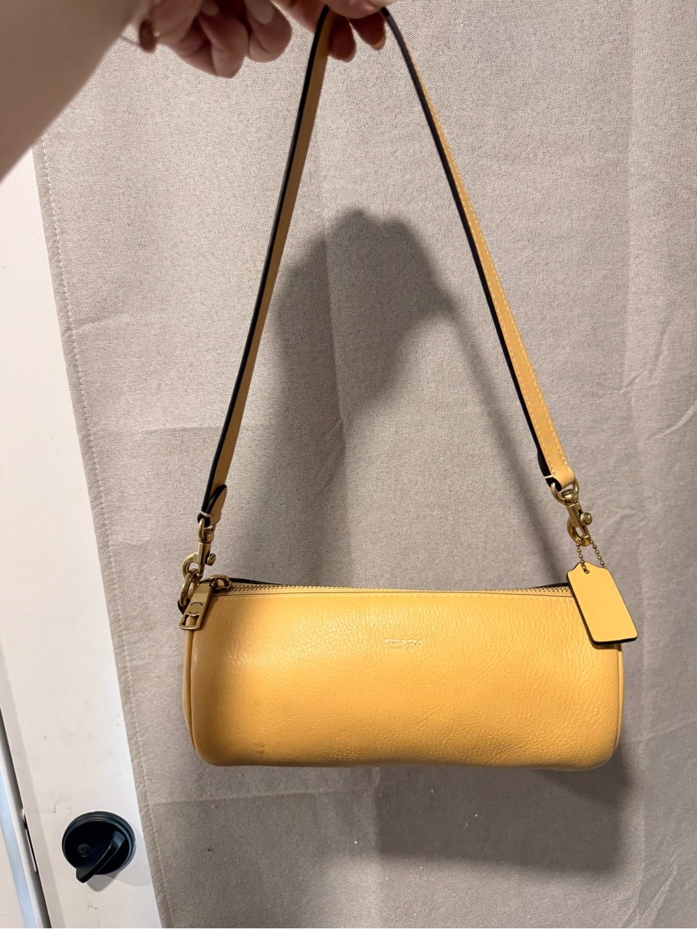 Coach Yellow Pebbled Leather Shoulder Bag